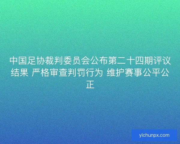 中国足协裁判委员会公布第二十四期评议结果 严格审查判罚行为 维护赛事公平公正